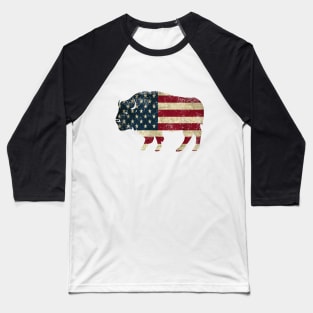American Flag Bison Baseball T-Shirt